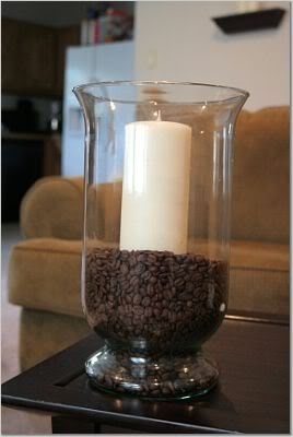 Coffee Beans as candle holder